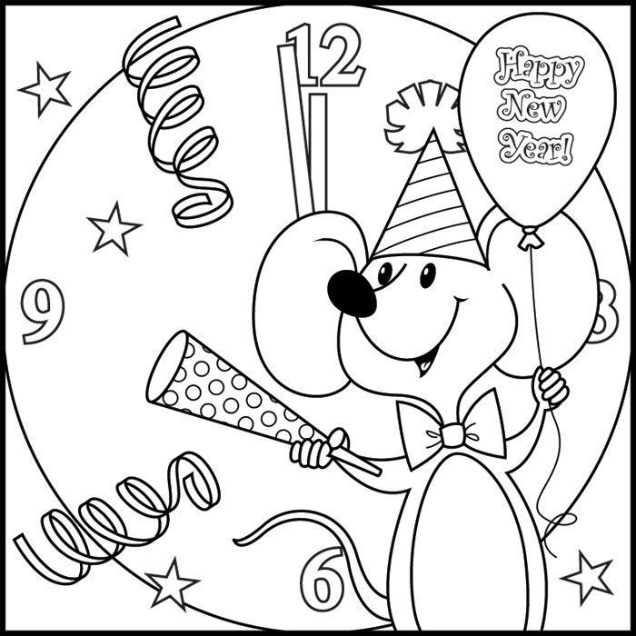 Printable New Year Coloring Pages for Children - Clip Art Library