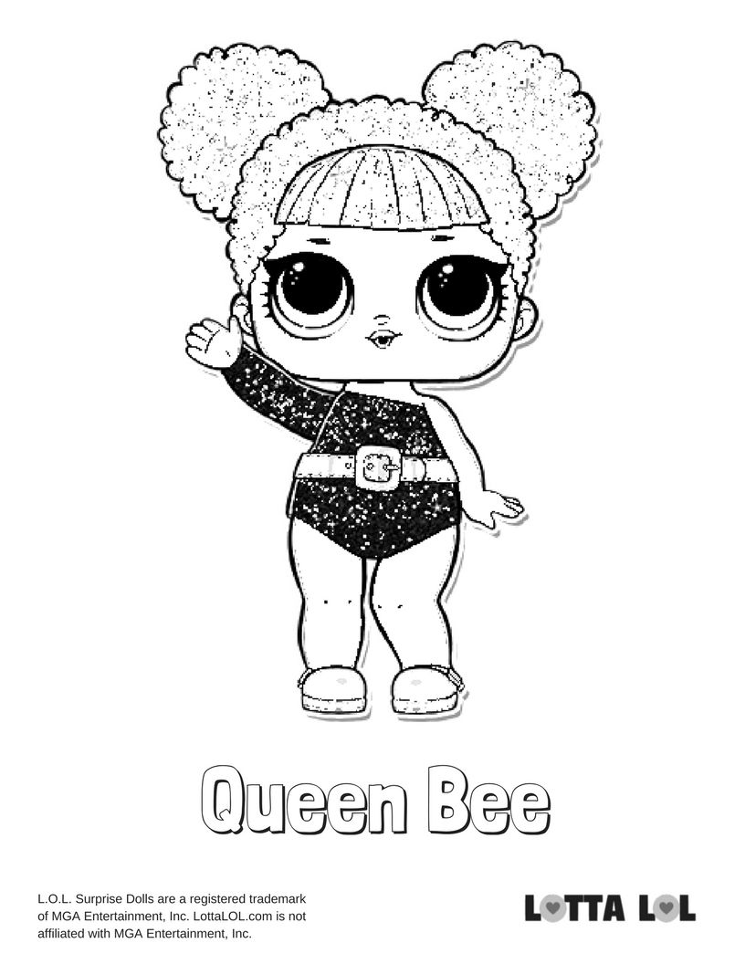 Queen Bee Glitter Coloring Page Lotta LOL   Bee Coloring Pages ...