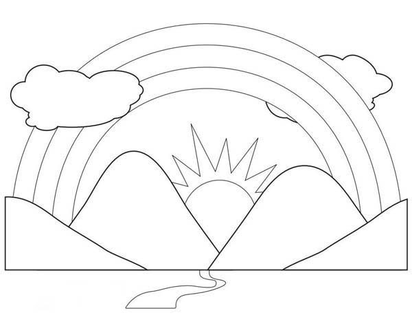 A Scenic View Of Rainbow Behind The Mountains Coloring Page - Download &  Print Online Coloring Pages… | Mandala coloring pages, Coloring pages,  Super coloring pages