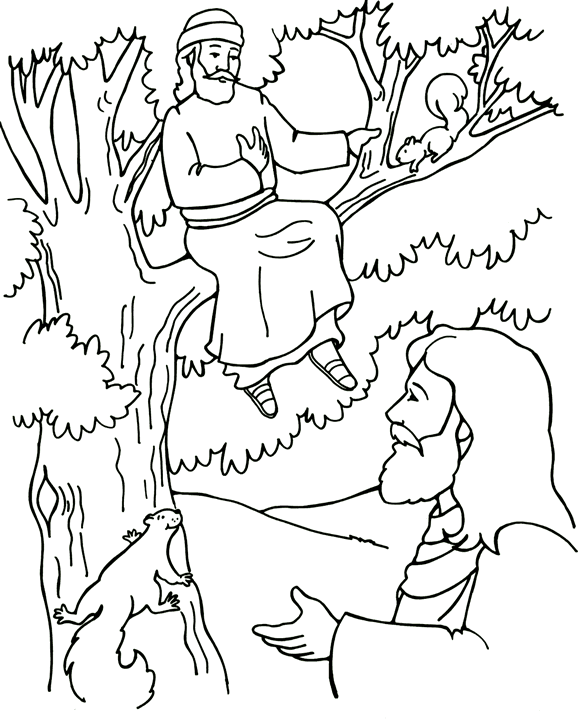 Zacchaeus and Jesus Coloring Page