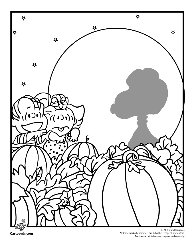 Linus and Sally in the Pumpkin Patch Coloring Page | Cartoon Jr.