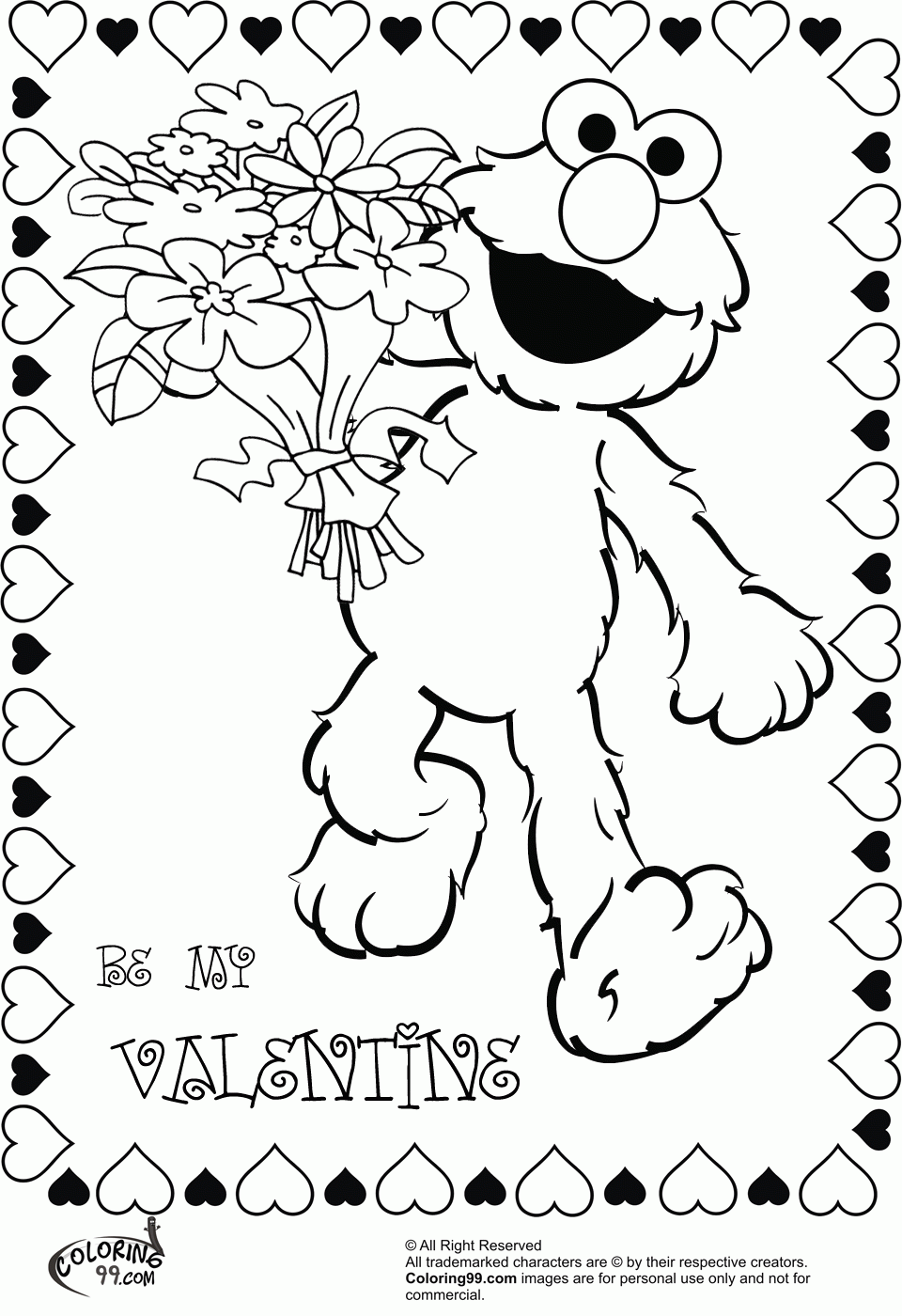 Elmo Valentine Coloring Pages | Team colors