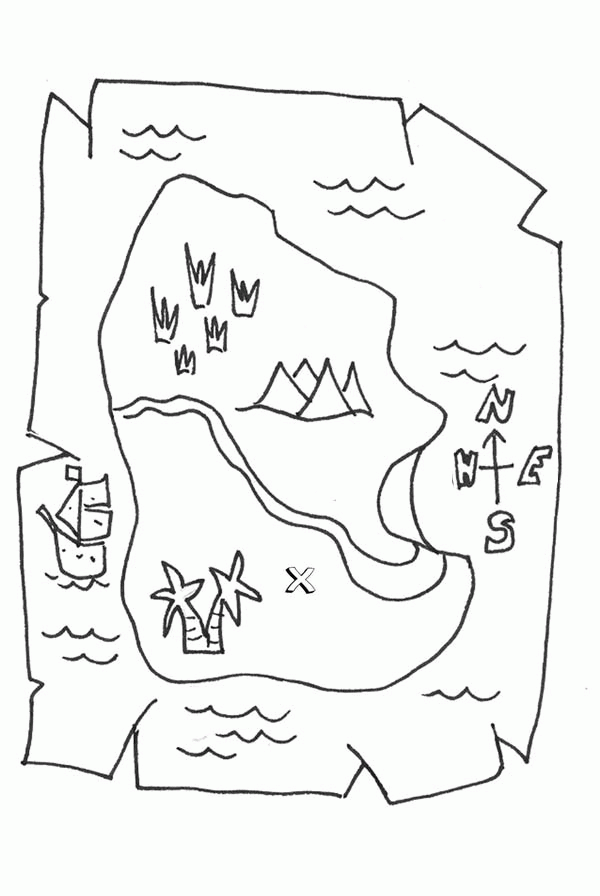A Piece Paper of Treasure Map Coloring Page | Kids Play Color