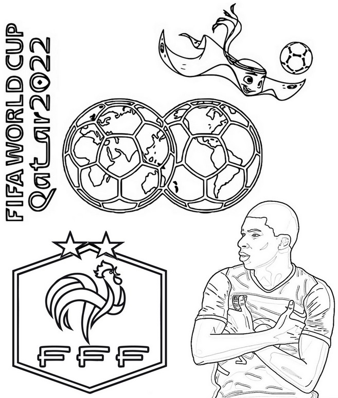 Coloring page FIFA World Cup 2022 : France M'Bappe 73