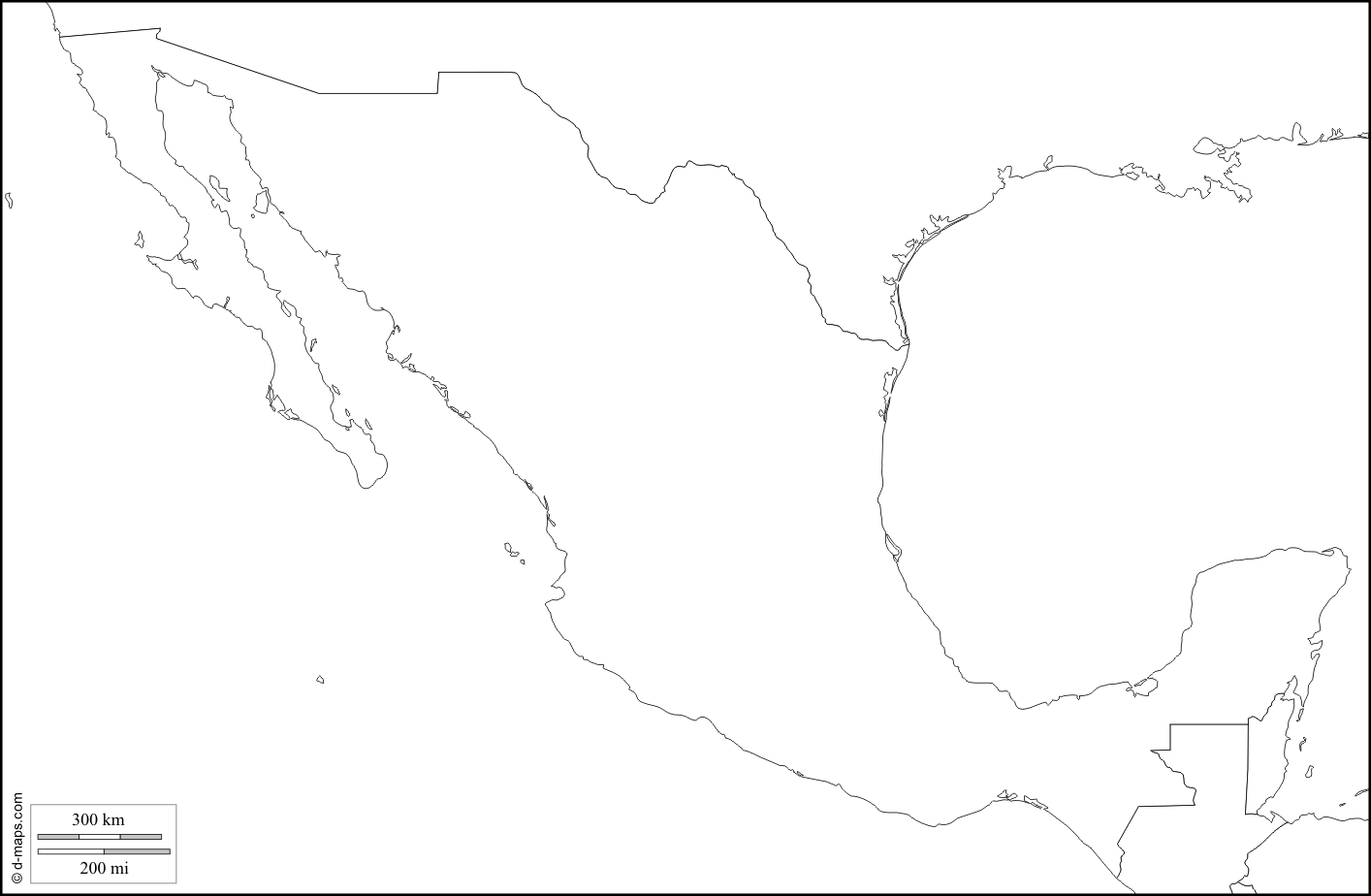 Mexico: free map, free blank map, free outline map, free base map :  boundaries (white) | Free maps, Free base, Map