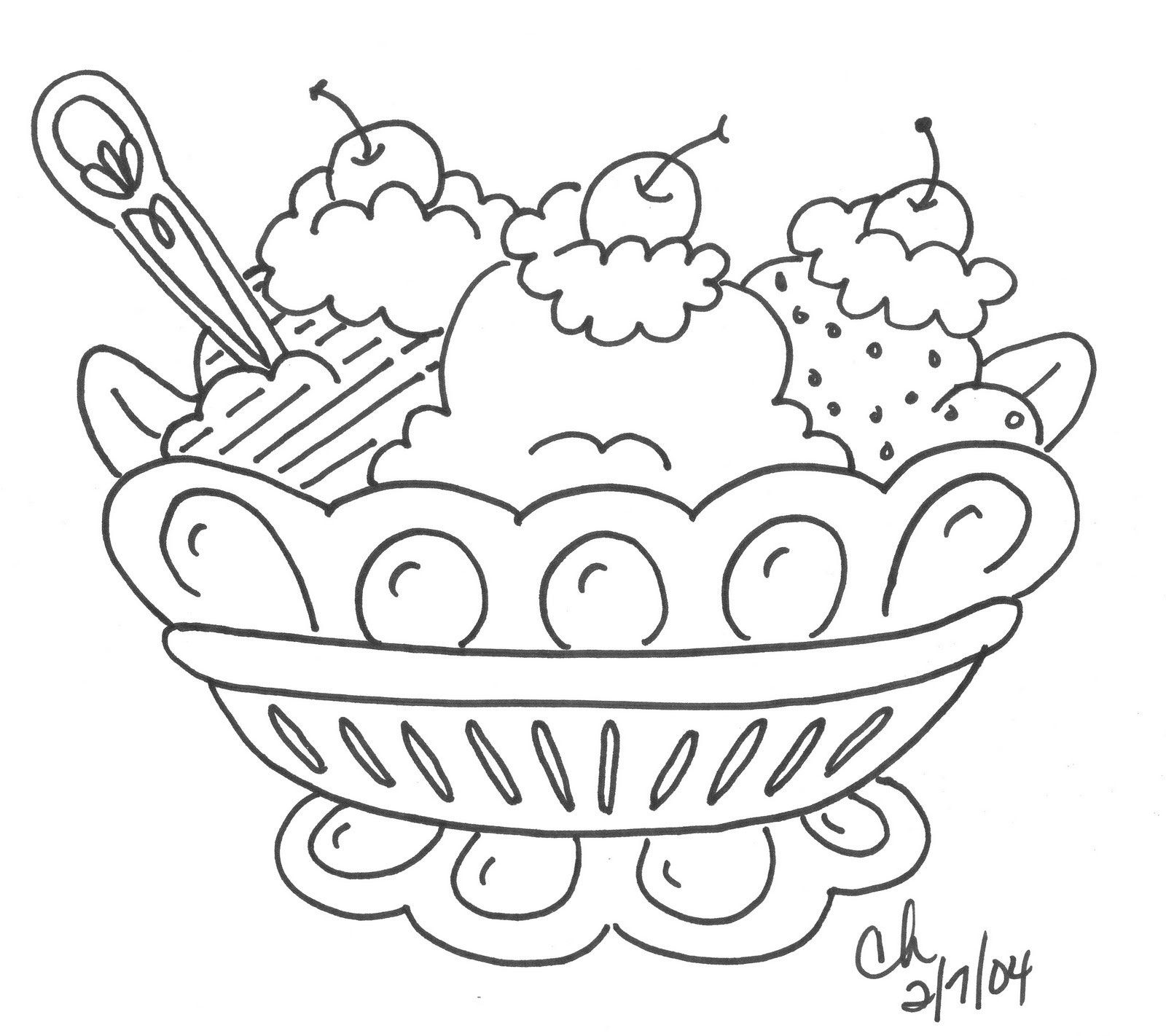 Three Ice Cream Scoops Coloring Page (Page 1) - Line.17QQ.com