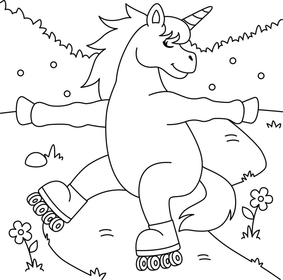 Unicorn Roller Skating Coloring Page for Kids 5723224 Vector Art at Vecteezy