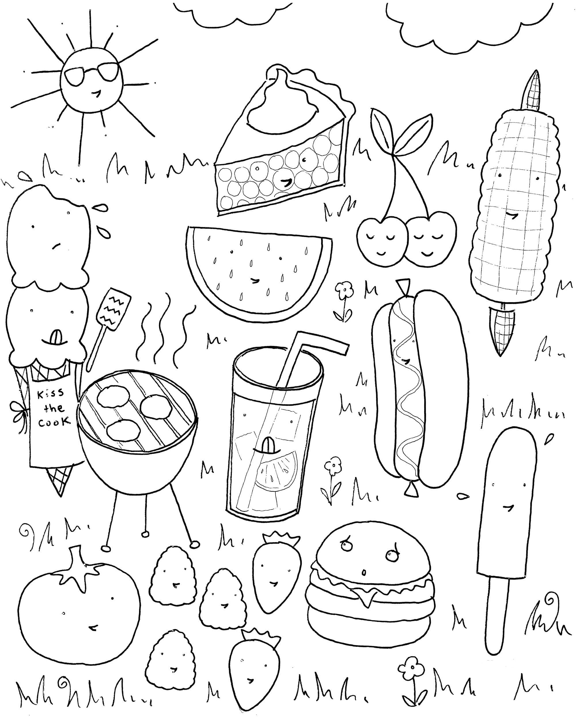 Kawaii Food Coloring Pages