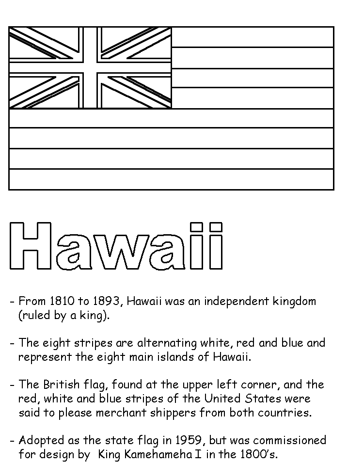 Hawaii State Flag Coloring Page