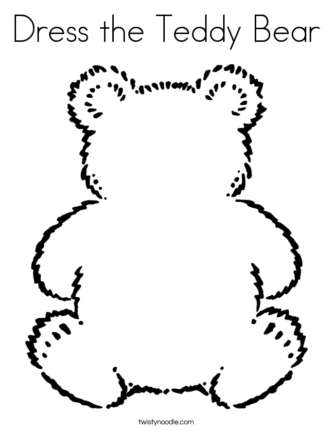 Dress the Teddy Bear Coloring Page - Twisty Noodle