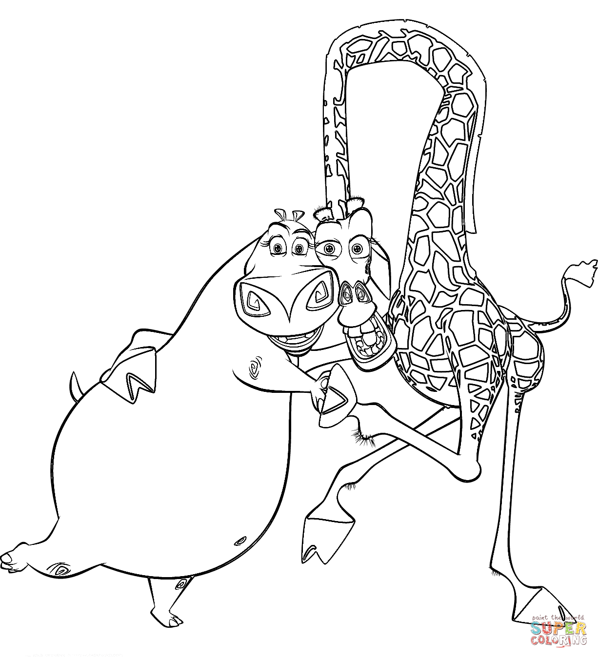 Gloria And Melman coloring page | Free Printable Coloring Pages