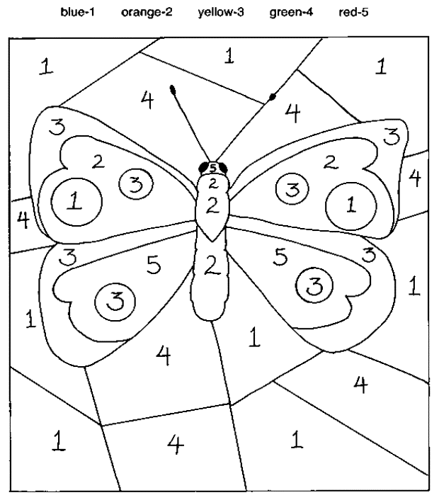 Easy Color By Number Butterfly - Coloring Home