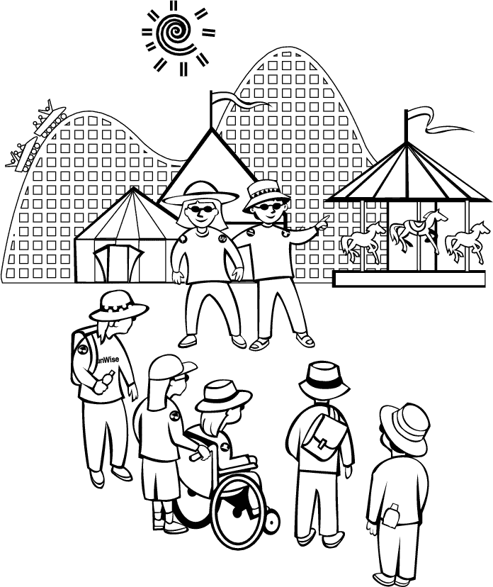 Amusement Park Coloring Page for Kids - Free Printable Picture