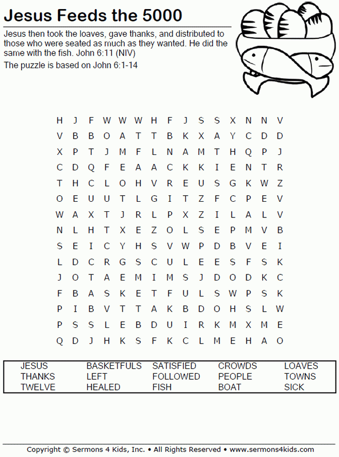 Jesus Feeds the 5000 - Word Search