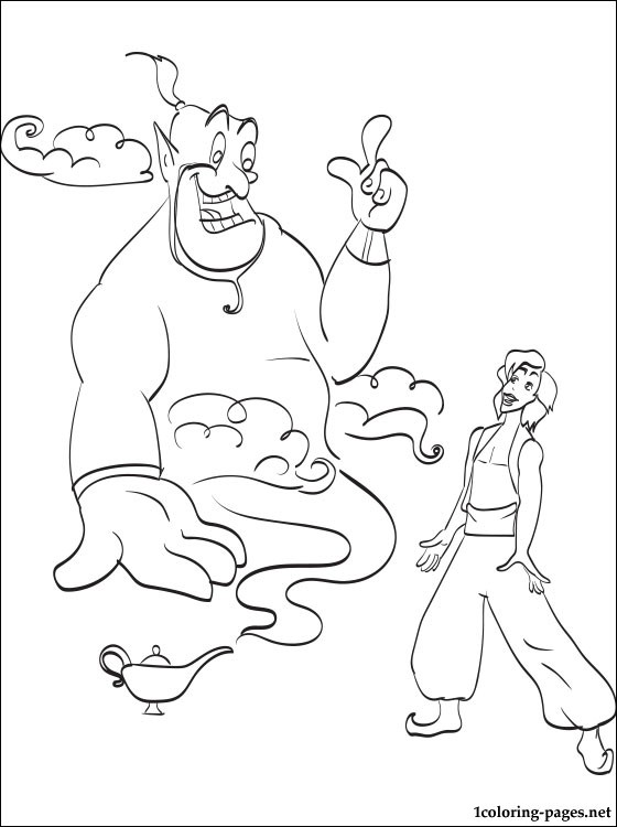 Coloring page Aladdin and Genie of the Lamp | Coloring pages