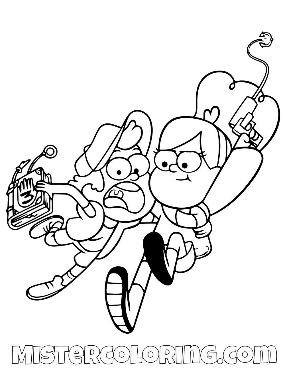 Dipper And Mabel Pines Escaping Gravity Falls Coloring Pages ...