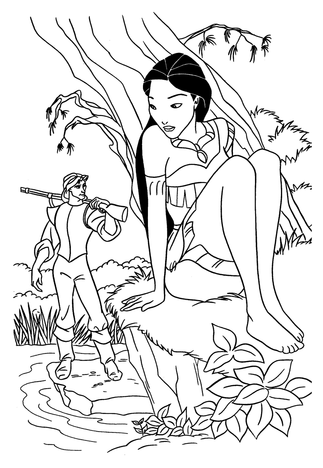 Pocahontas and John Smith Coloring Pages