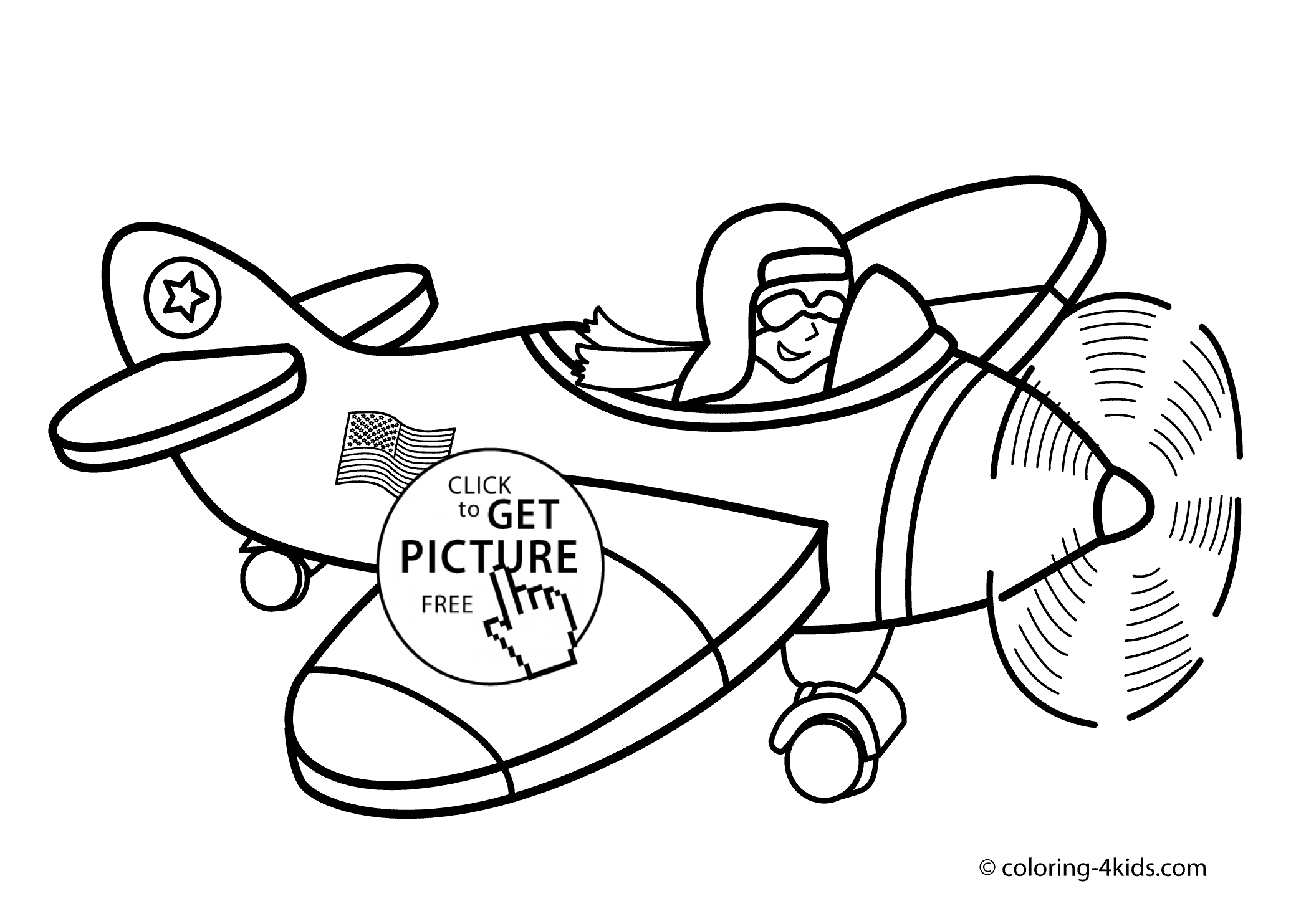 Airplane Transportation Coloring Pages With Pilot For Kids ...
