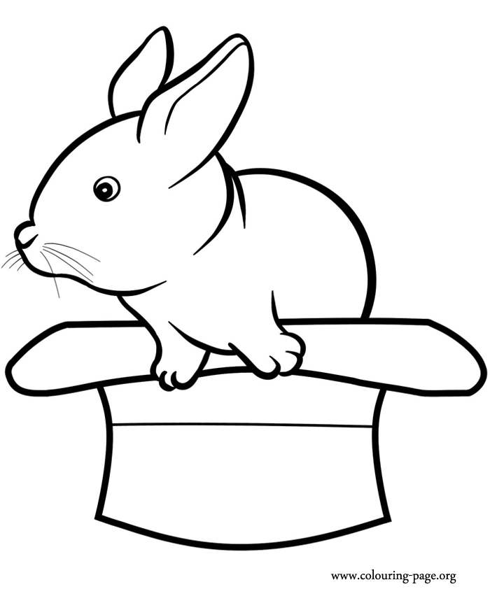 Rabbits and Bunnies - A rabbit in a hat coloring page
