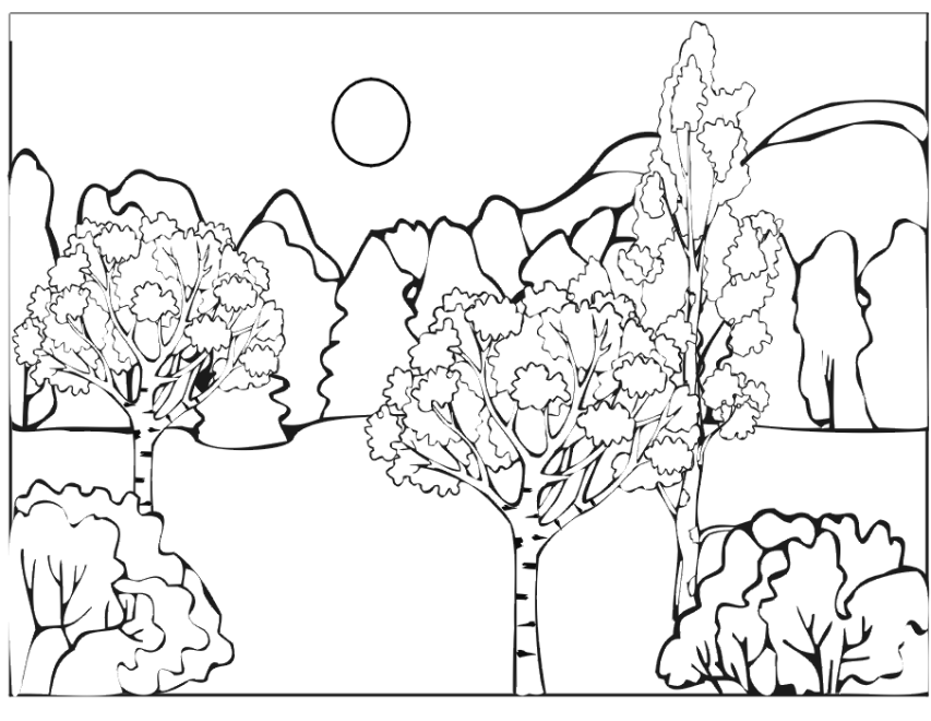 printable fall coloring page autumn trees