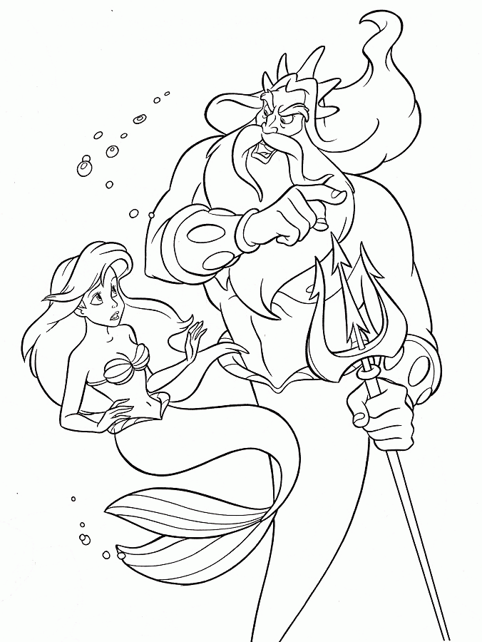 Triton Mad at Ursula Coloring Page | Kids Coloring Page