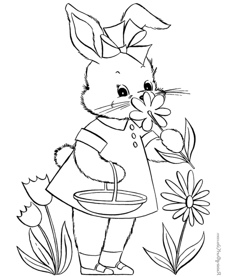Flowers Bunny Coloring pages | Color Printing|Sonic coloring pages 