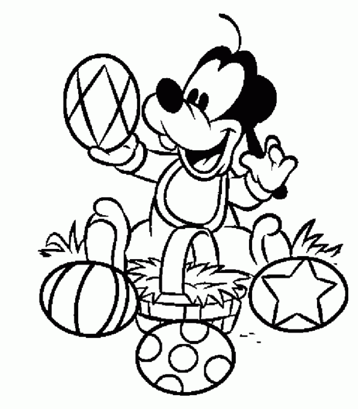 Disney : Pluto Seaching Easter Egg Disney Coloring Pages, Disney