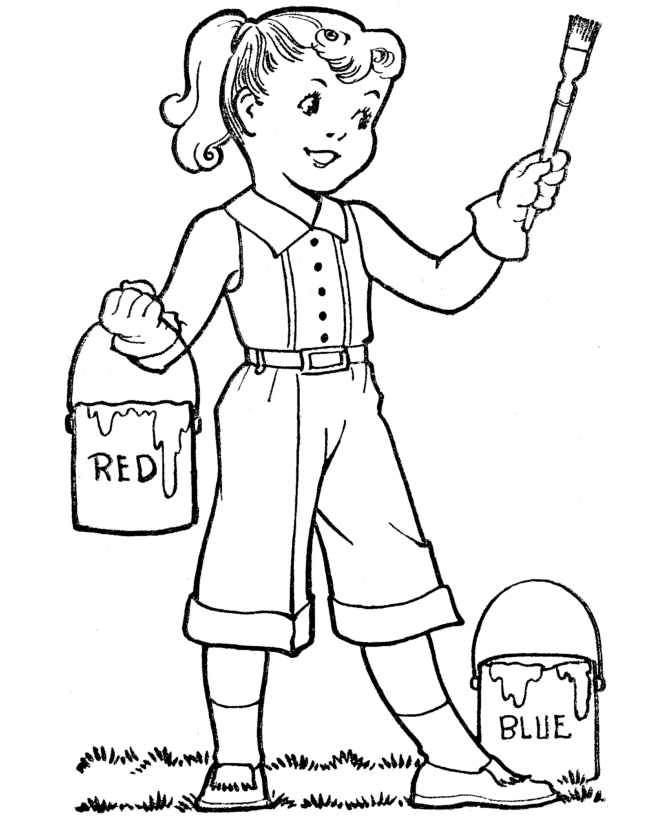 girl coloring pages painter printable kids