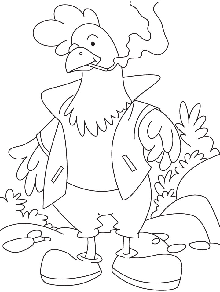 rooster smoking coloring page | Download Free rooster smoking 