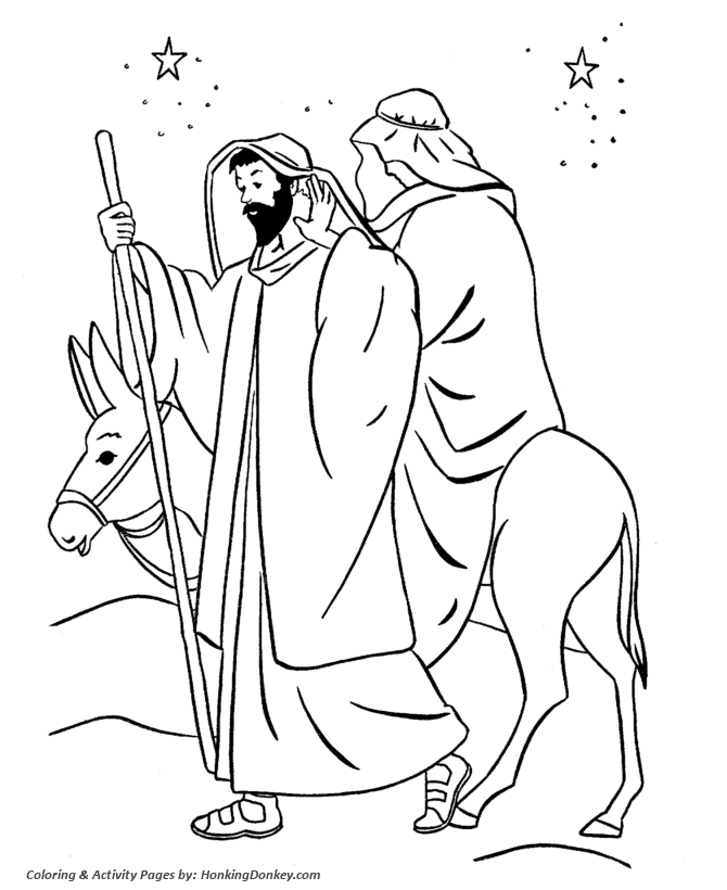 Religious Christmas Bible Coloring Pages - Joseph and Mary ...