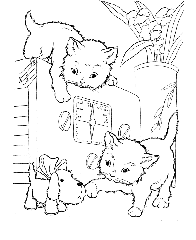 Cats Play Together Coloring Pages: Cats Play Together Coloring Pages