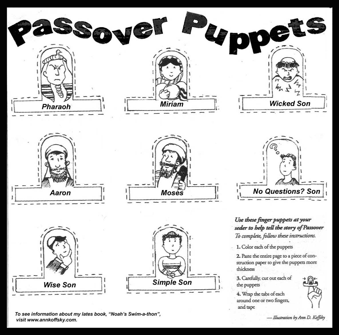 Passover Puppets coloring page