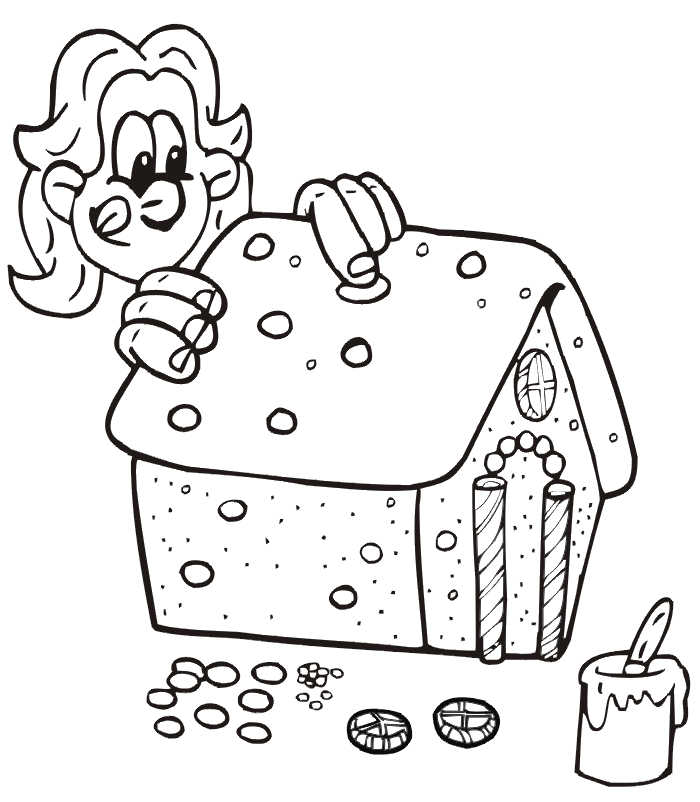 1 Gingerbread House Coloring Pages For Kids: Gingerbread House 