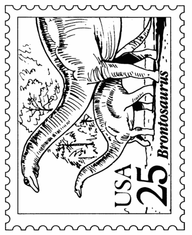 BlueBonkers: USPS Brontosaurus / Apatosaurus Stamp Coloring Pages 