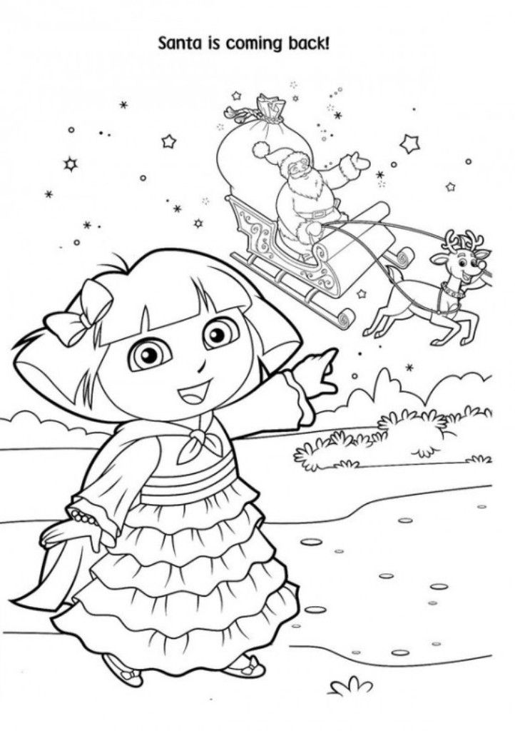 Download Dora And Santa Free Coloring Pages For Christmas Or Print 