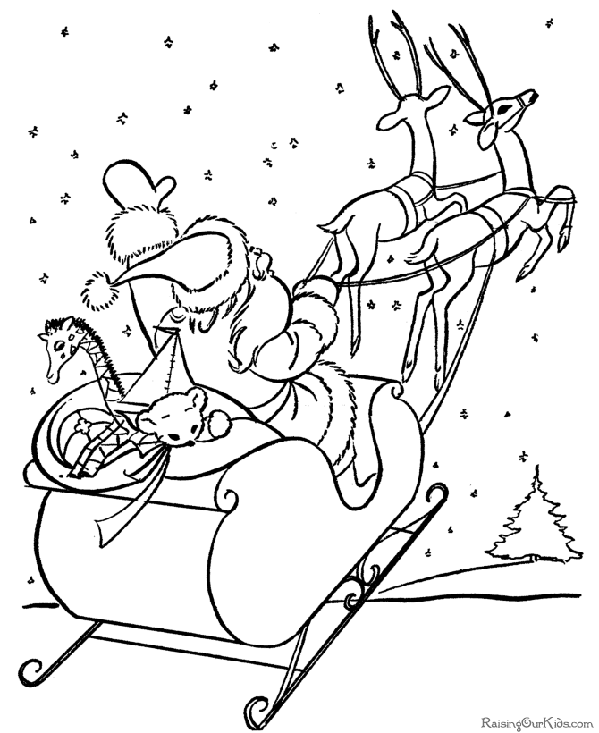Christmas Coloring Pictures - Santa's sleigh!