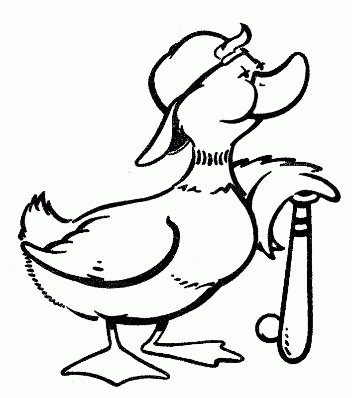 為孩子們的著色頁: Baseball duck - free coloring pages