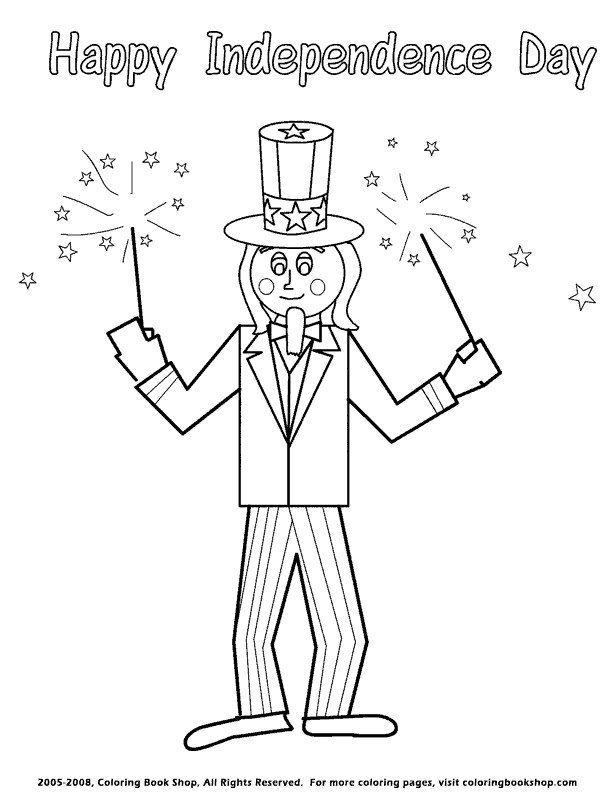 Happy Independence Day printable coloring pages - Uncle Sam with 