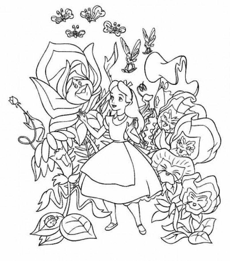 Alice In Wonderland Is In The Jungle Coloring Pages - Kids 