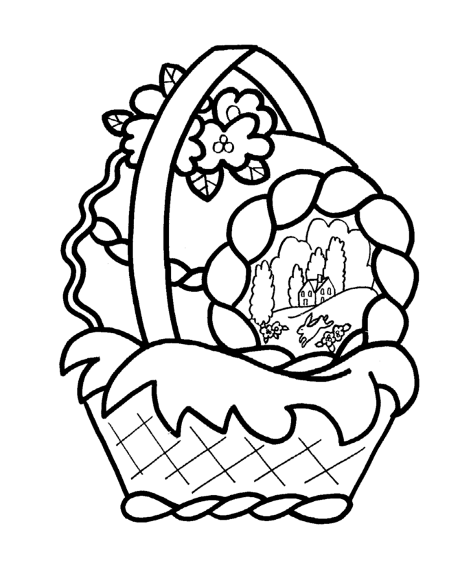 Easter Egg Coloring Pages | BlueBonkers - Cute Easter Basket 