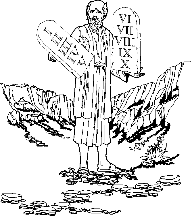 Moses And The Ten Commandments - Moses Coloring Pages : Coloring 