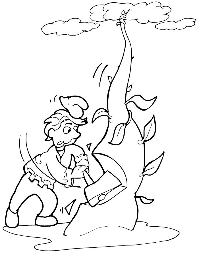 Jack And The Beanstalk Coloring Page | Chopping Beanstalk