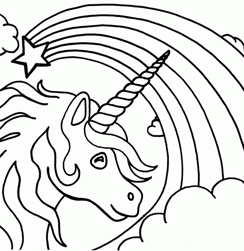 Rainbow And Unicorn Coloring Pages - Kids Colouring Pages