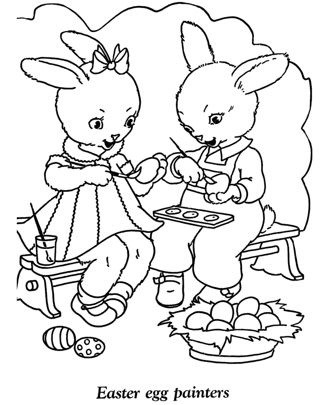 Easter Kids Coloring Pages - Free Printable Easter Egg Painters 