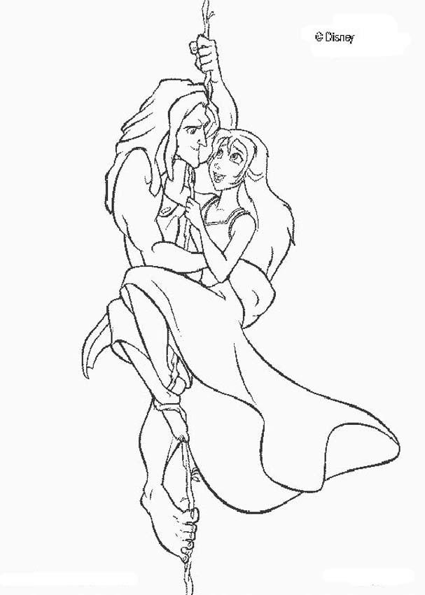 Tarzan coloring pages - Tarzan with his friends