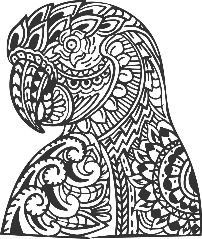 Hand drawn zentangle parrot head for coloring book page 5056598 Vector Art  at Vecteezy