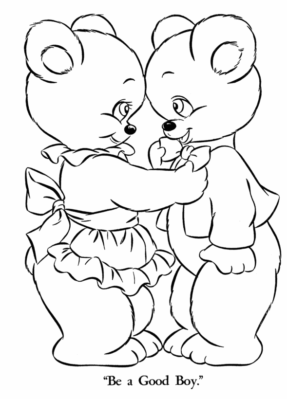 Teddy Bear Coloring Pages | Momma Bear and Boy Teddy Bear Coloring ...