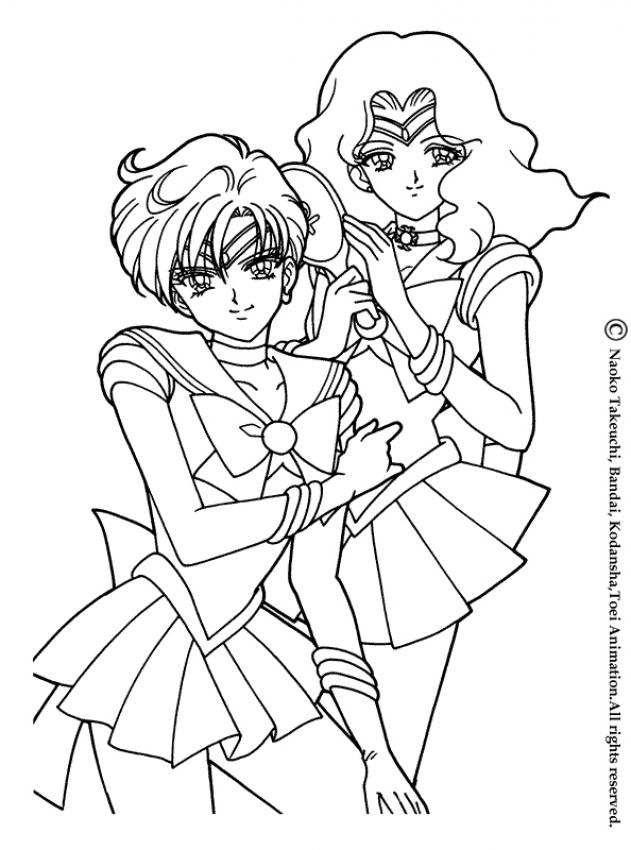 Sailor neptune and sailor uranus coloring pages - Hellokids.com