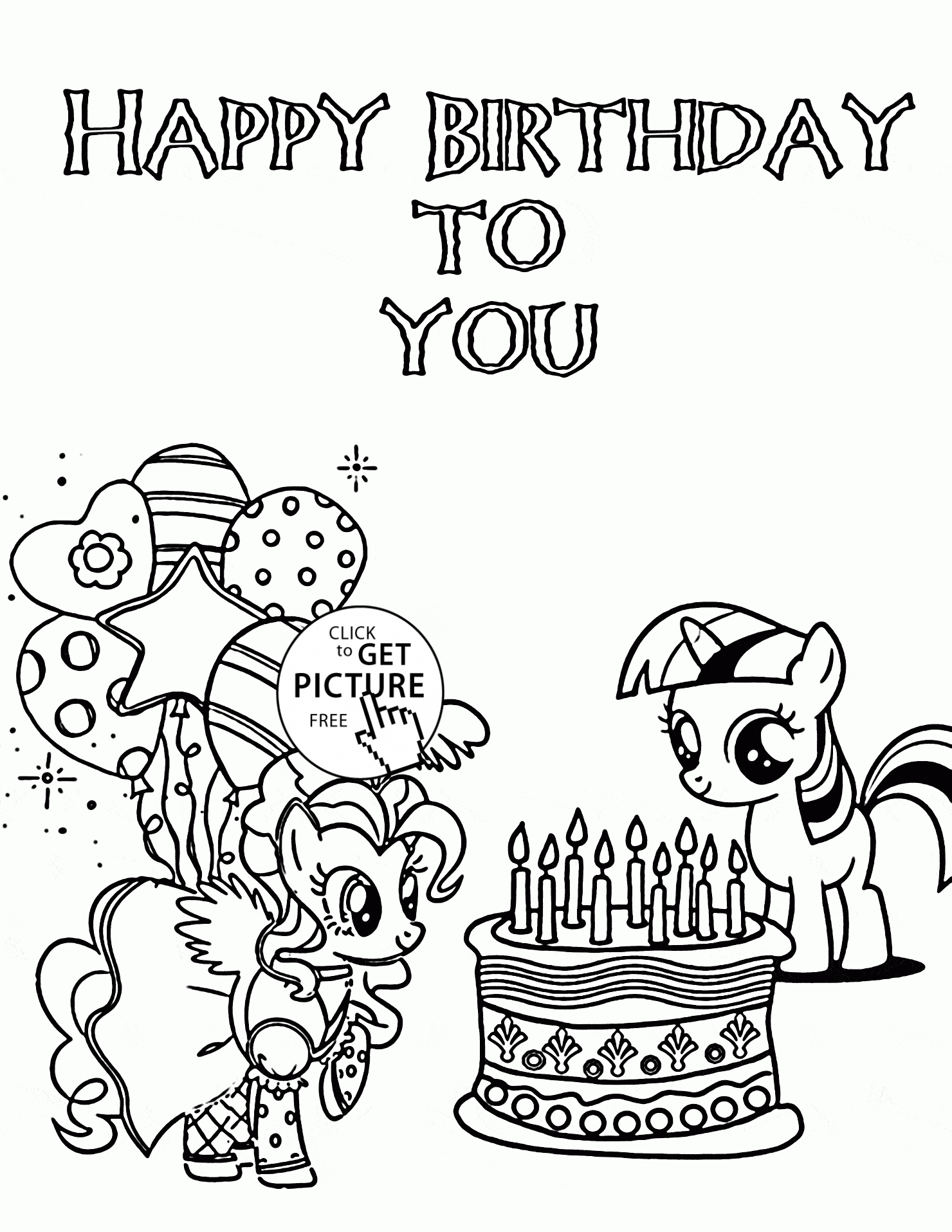 My Little Pony Happy Birthday to You coloring page for kids ...