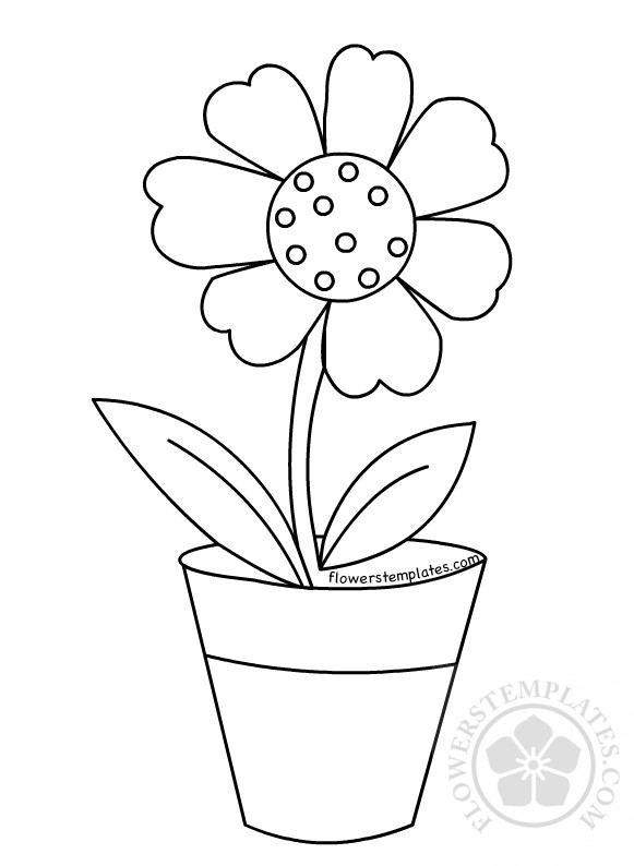 Single flower in vase coloring page | Flowers Templates
